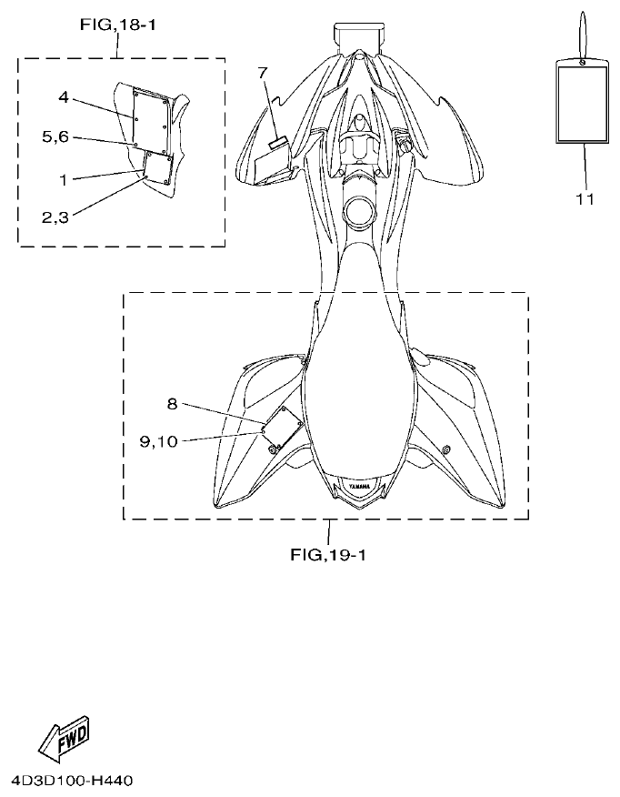 Yamaha 250RAP EMBLEM & LABEL 1 parts diagram